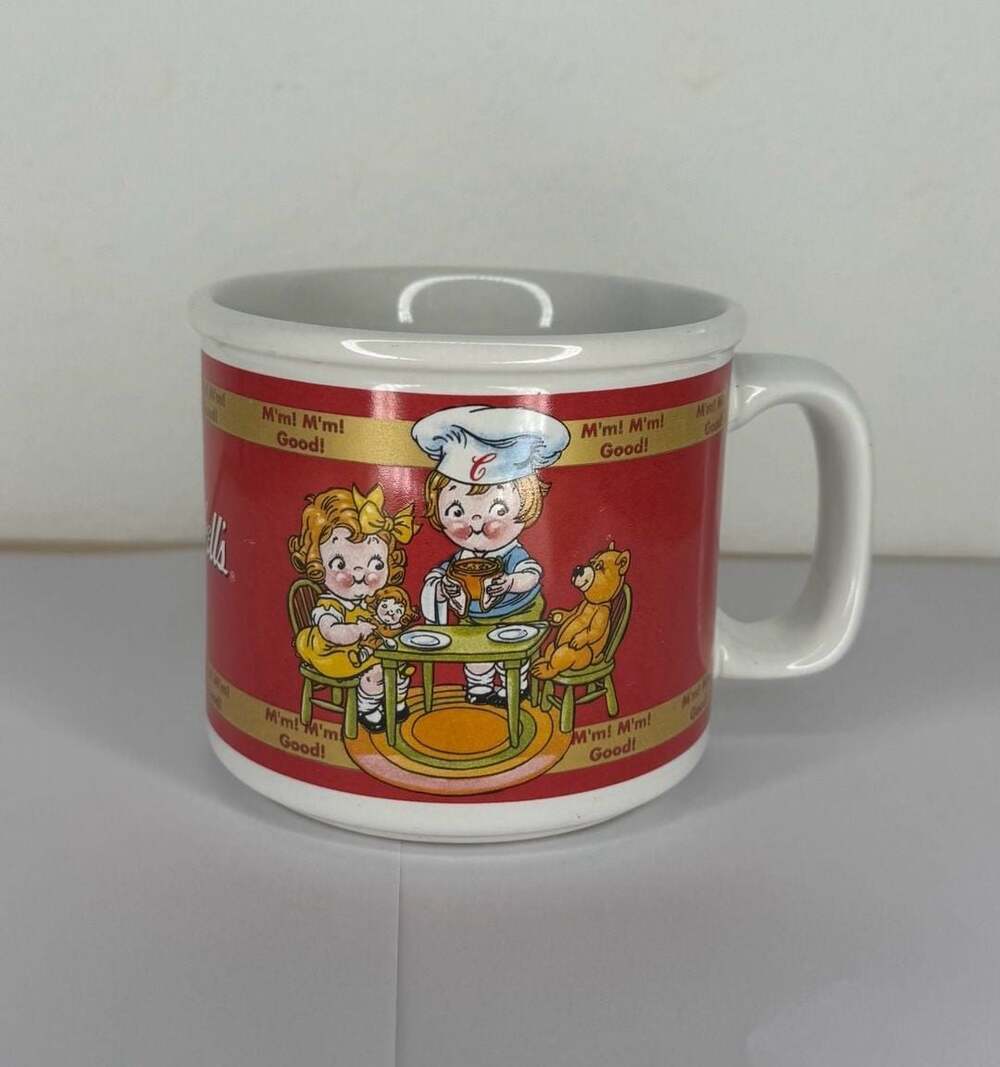 Vintage 1998 Campbell's Soup Kids and Teddy Bear Ceramic Mug Houston Harvest